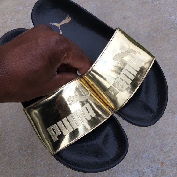 Gold Kids Puma Ledcat Jr Slides - Picture 7 of 8